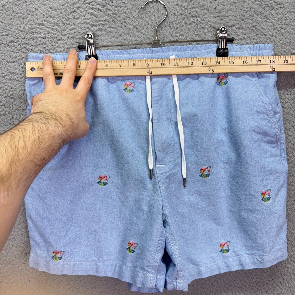 Polo Ralph Lauren Shorts Mens XL Blue Oxford Flamingo Embroidered 5" Preppy - Picture 7 of 11